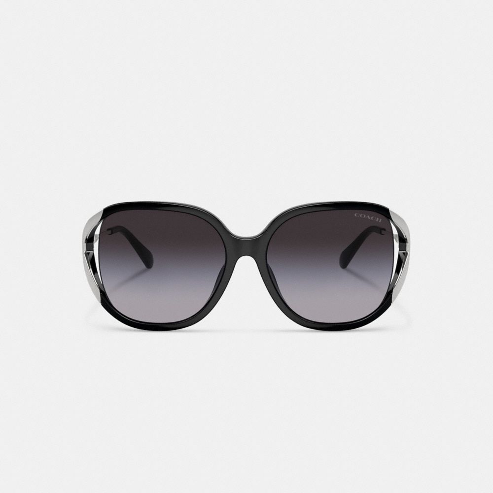 Black / Silver Coach Bandit Oversized Square Sunglasses Women Eyewear | 5860RYBON