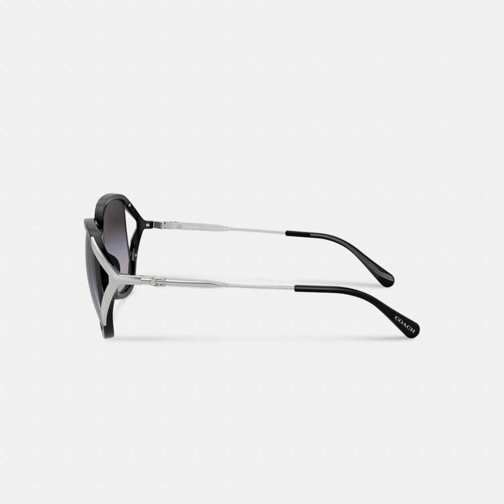 Black / Silver Coach Bandit Oversized Square Sunglasses Women Eyewear | 5860RYBON