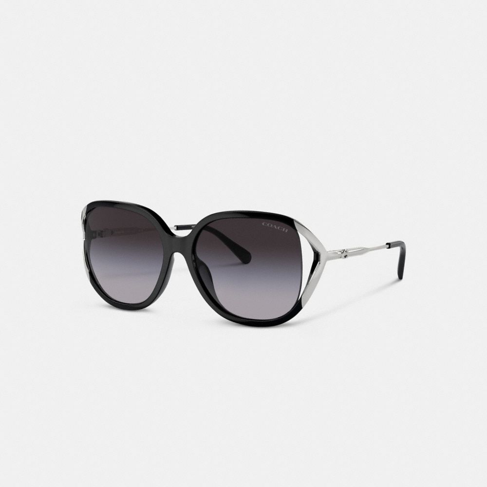 Black / Silver Coach Bandit Oversized Square Sunglasses Women Eyewear | 5860RYBON