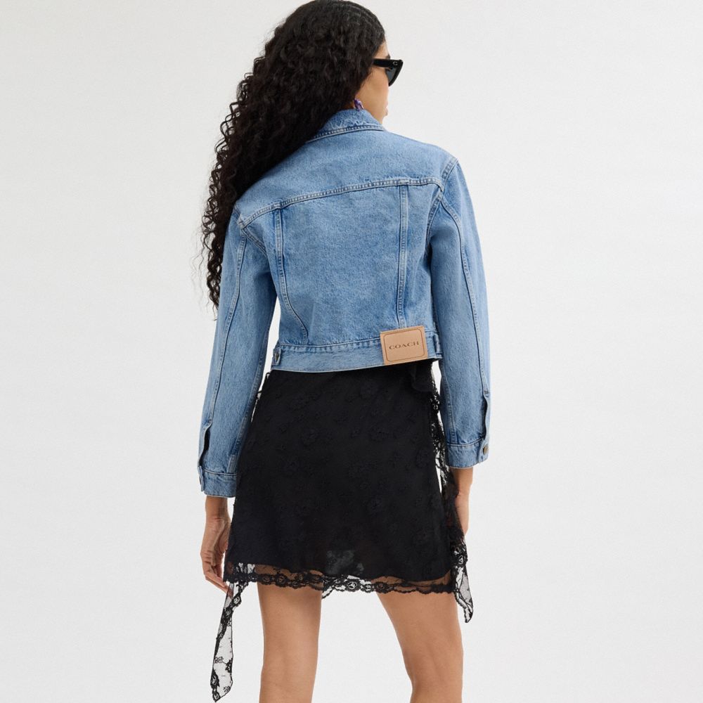 Blue Coach Denim Crop Jacket In Organic Cotton Women Jackets & Outerwear | 1476UOWLT