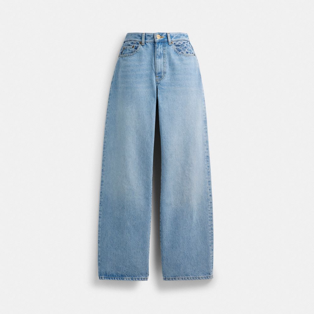 Blue Coach Loose Fit Jeans Women Bottoms | 5167QXTEI