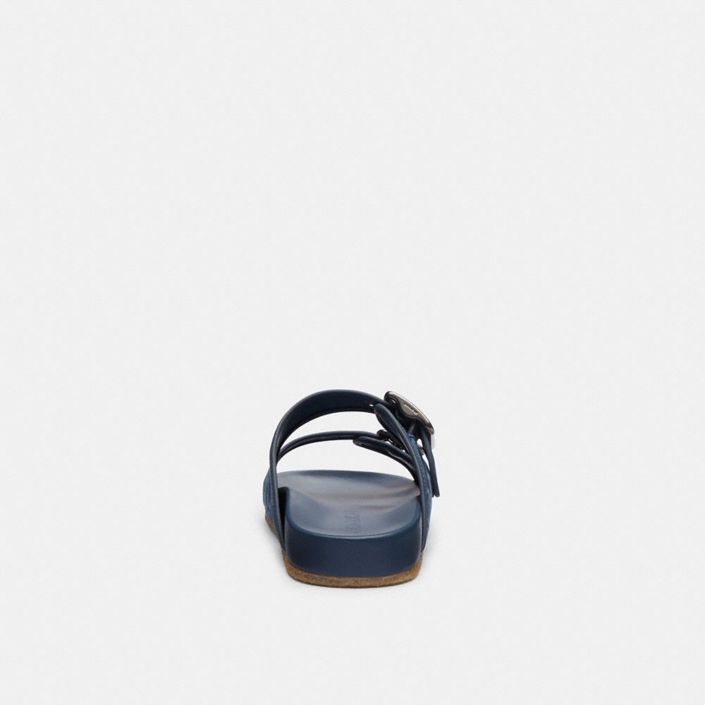 Blue Denim Coach Buckle Strap Sandal In Signature Denim Men Sandals & Slides | 8576FDMUX