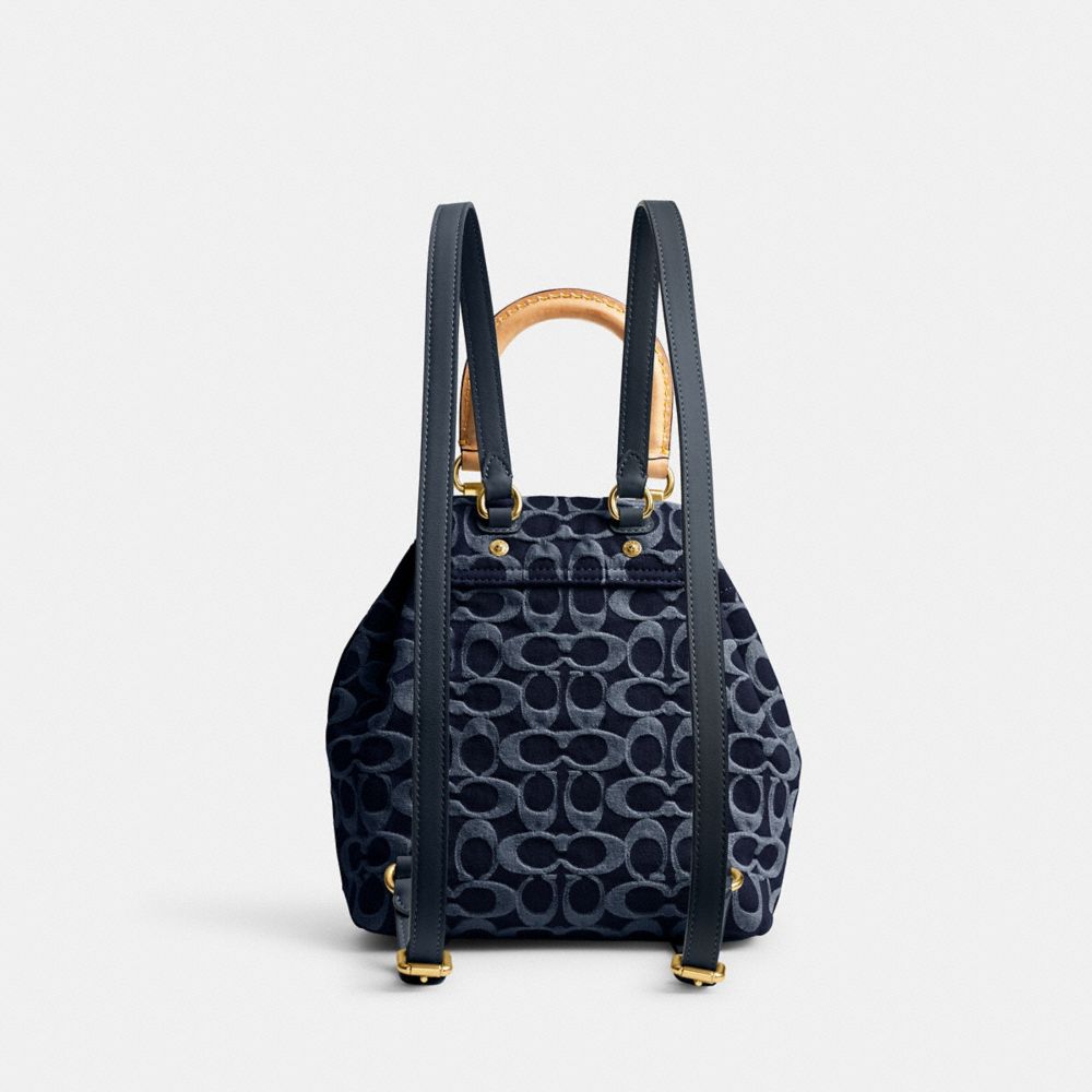 Blue / Blue Coach Riya 21 In Signature Denim Women Backpacks | 5830NJWCT