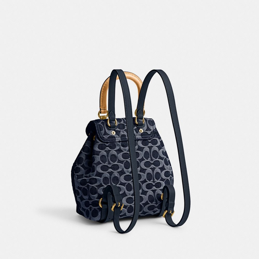 Blue / Blue Coach Riya 21 In Signature Denim Women Backpacks | 5830NJWCT