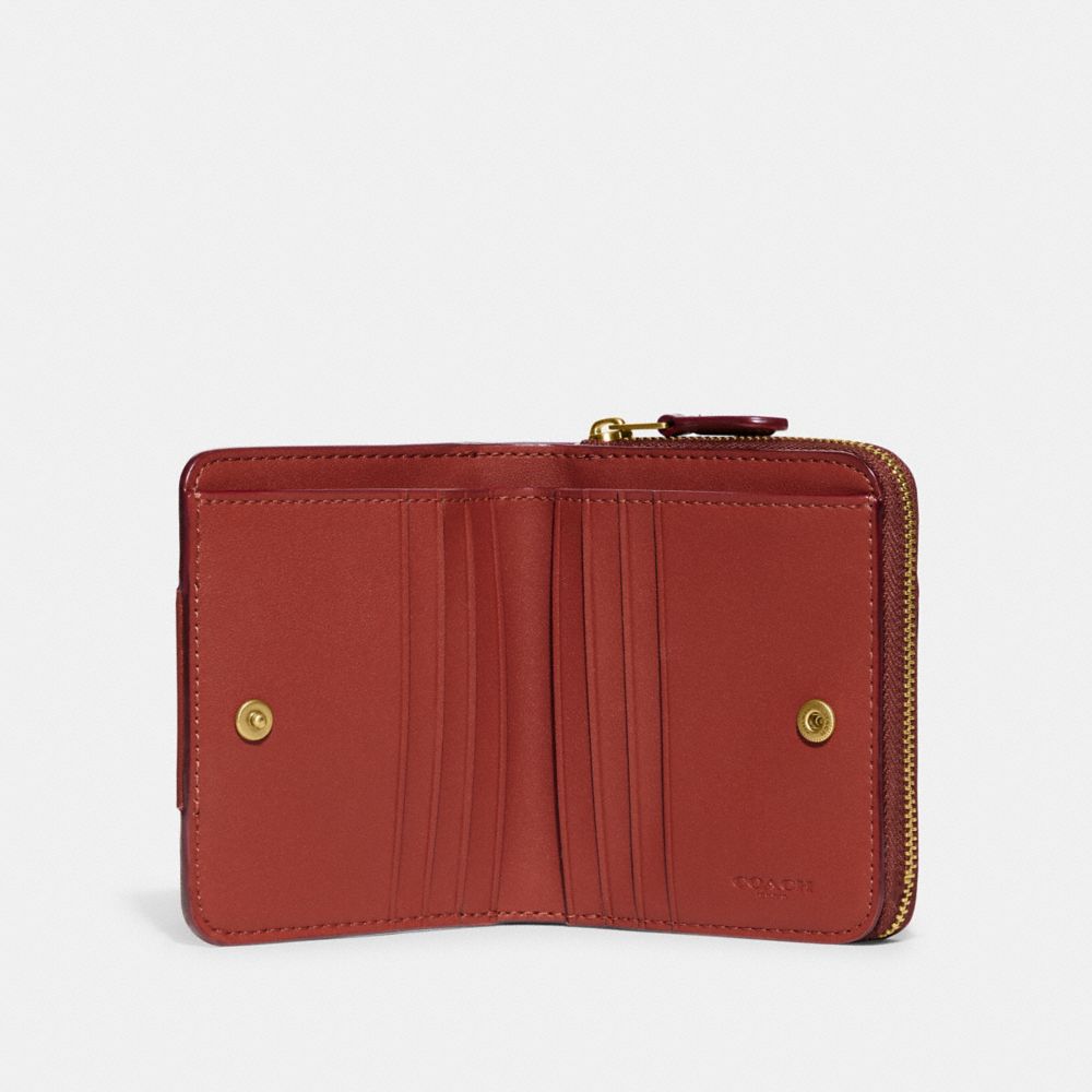 Brown / Red Coach Billfold Wallet In Colorblock Signature Canvas Women Small Wallets | 2930NHZBO