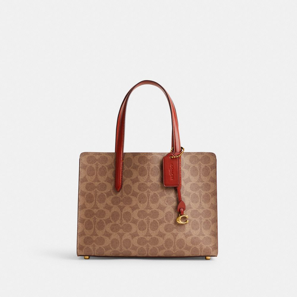 Brown / Red Coach Carter Carryall Bag 28 In Signature Canvas Women Totes & Carryalls | 6218QCJRW