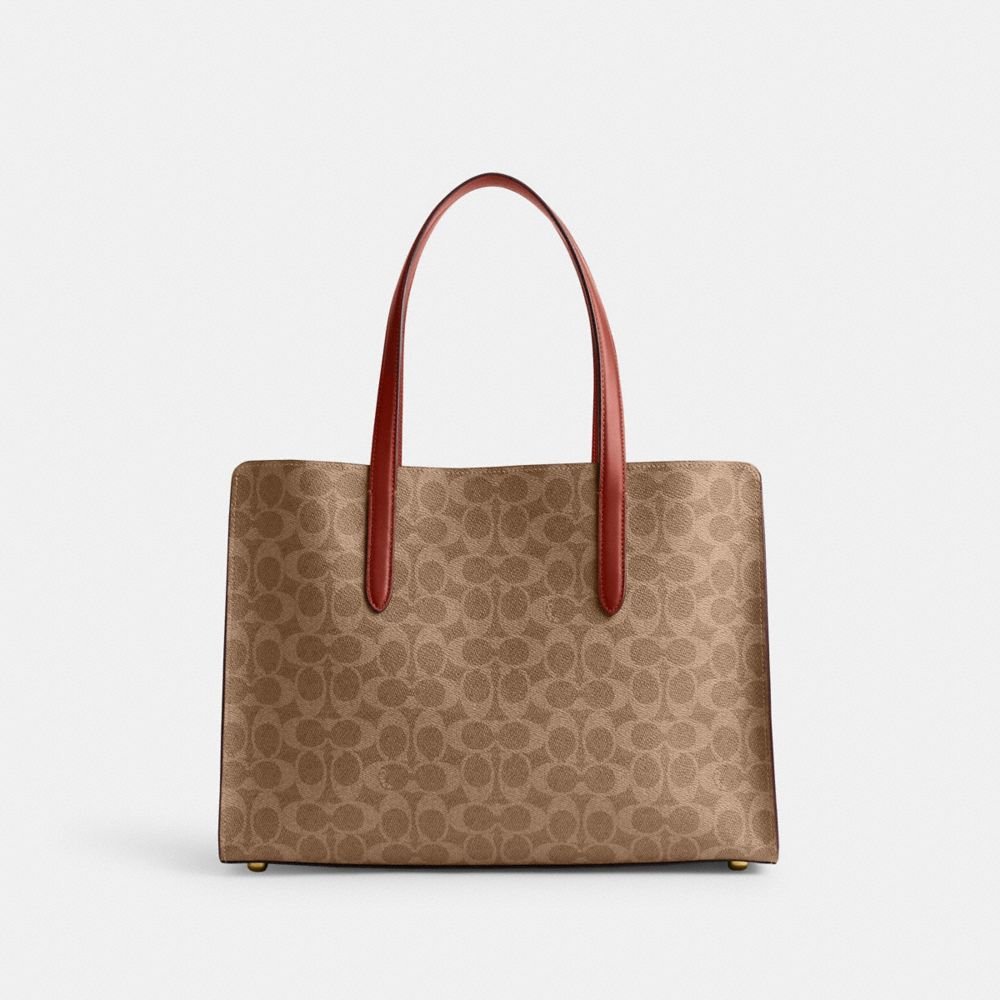 Brown / Red Coach Carter Carryall Bag In Signature Canvas Women Totes & Carryalls | 5017WHUAF