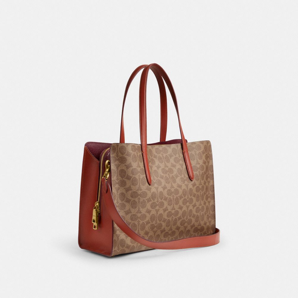 Brown / Red Coach Carter Carryall Bag In Signature Canvas Women Totes & Carryalls | 5017WHUAF