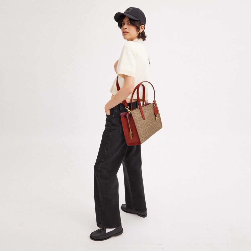 Brown / Red Coach Carter Carryall Bag In Signature Canvas Women Totes & Carryalls | 5017WHUAF