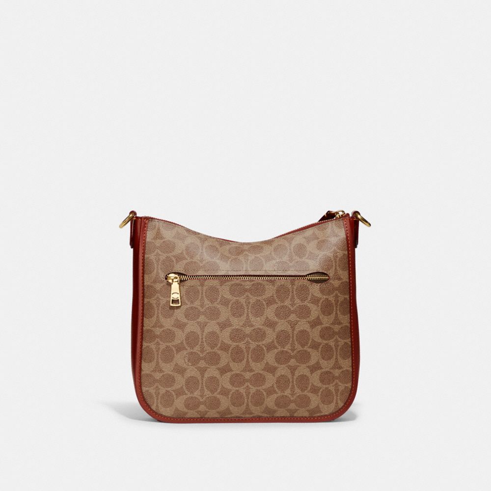 Brown / Red Coach Chaise Crossbody Bag In Signature Canvas Women Crossbody Bags | 0259GQOCW