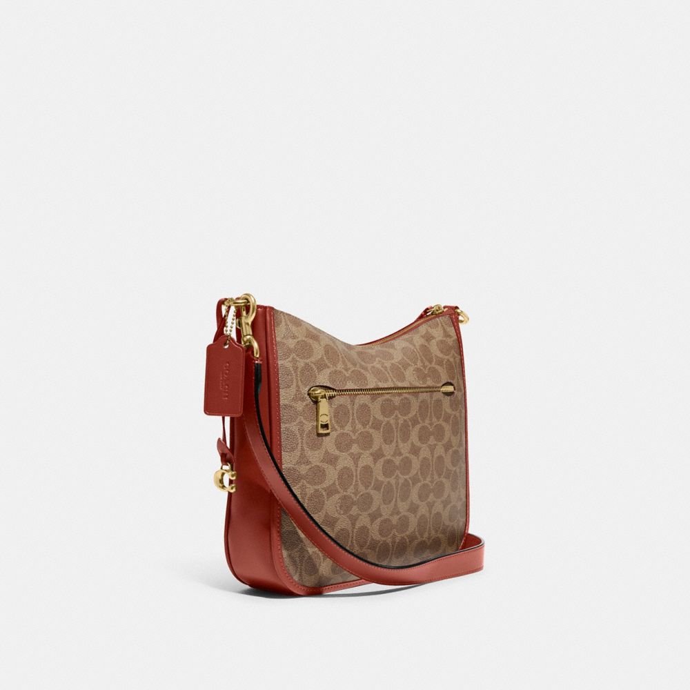 Brown / Red Coach Chaise Crossbody Bag In Signature Canvas Women Crossbody Bags | 0259GQOCW