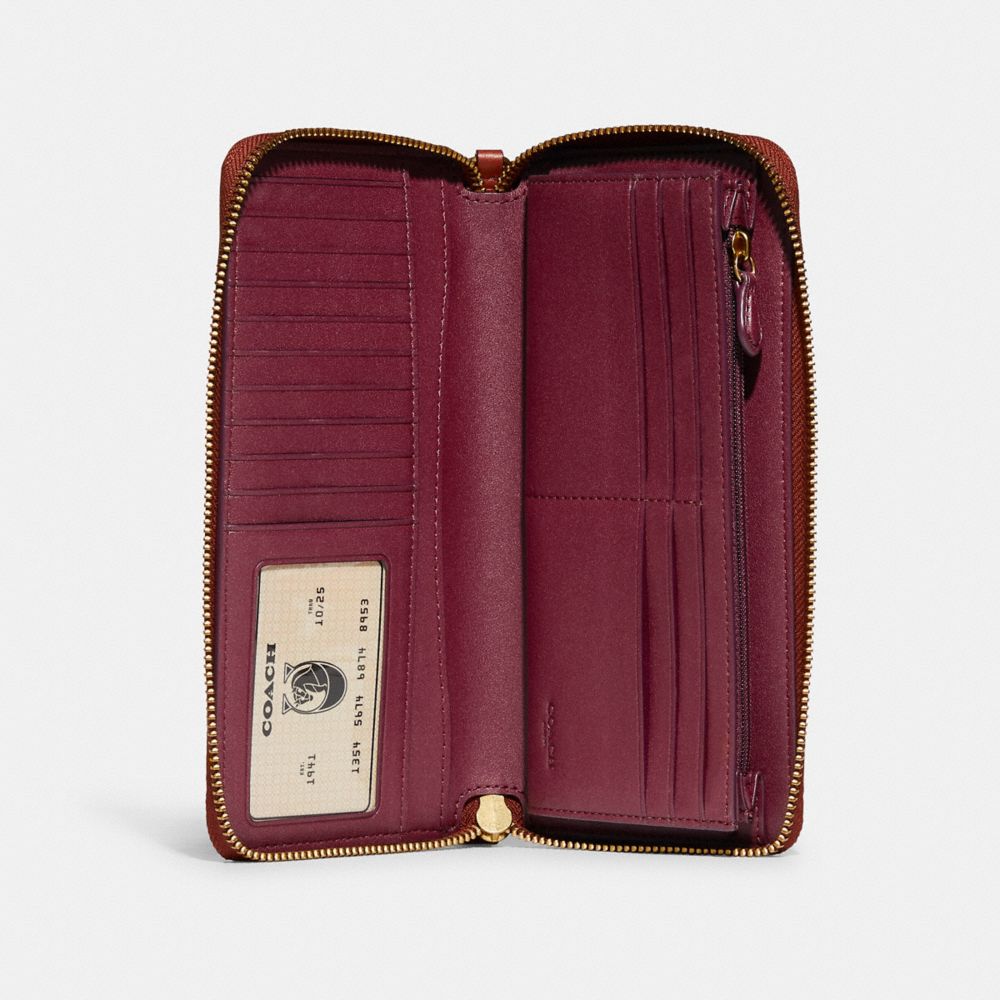 Brown / Red Coach Continental Wallet In Signature Canvas Women Large Wallets | 6759HKRIV