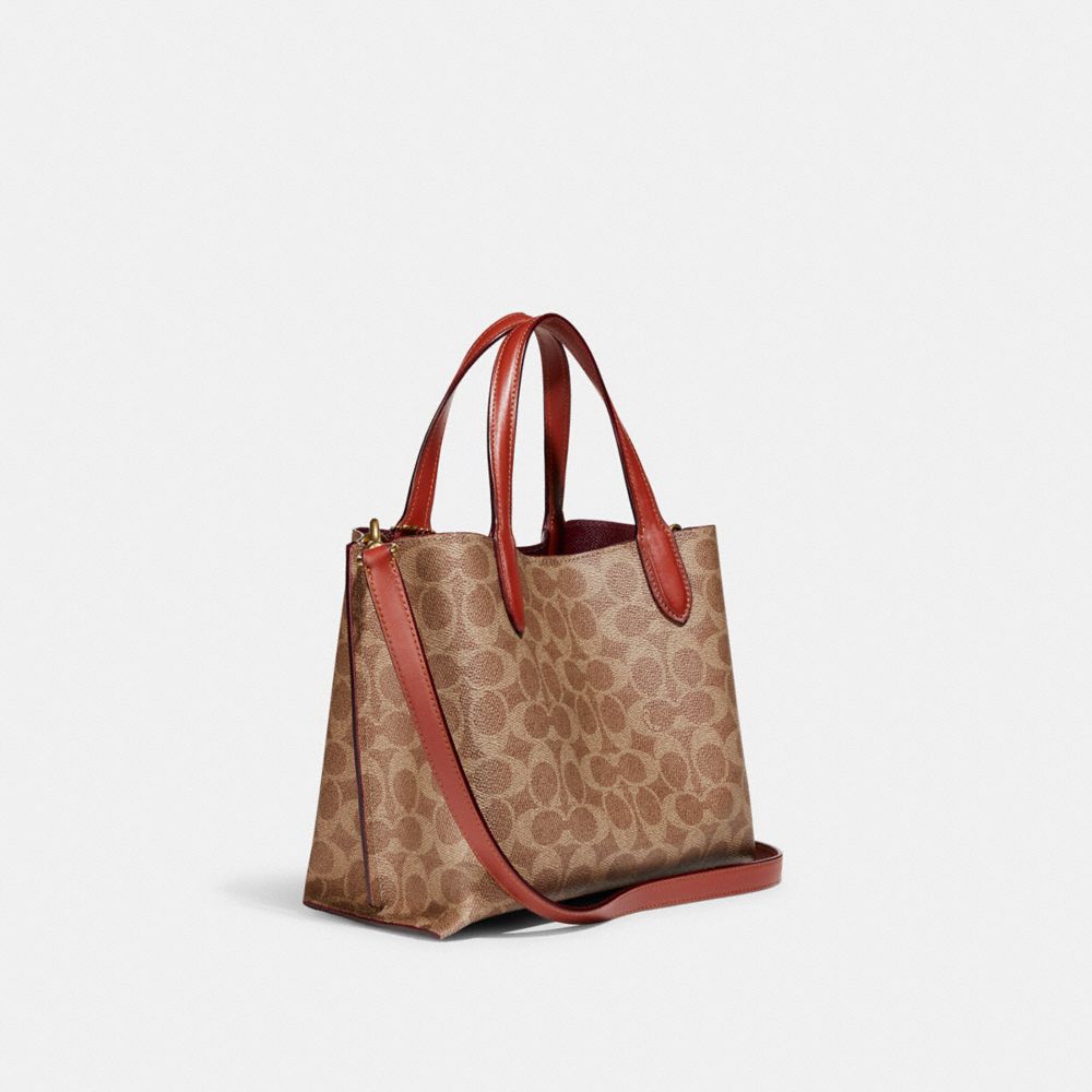 Brown / Red Coach Willow Tote Bag 24 In Signature Canvas Women Totes & Carryalls | 2714MUBST