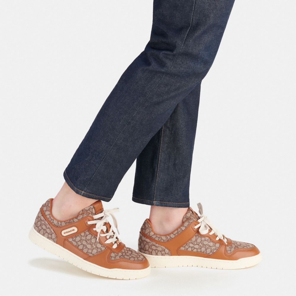 Burnished Amber Coach C201 In Micro Signature Jacquard Men Sneakers | 6925OJINF