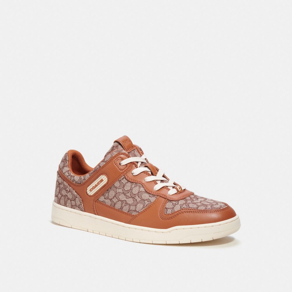 Burnished Amber Coach C201 In Micro Signature Jacquard Men Sneakers | 6925OJINF