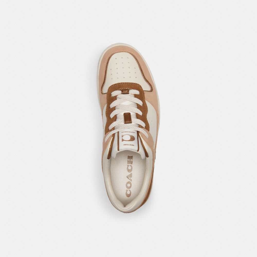 Chalk/Beechwood Coach C201 Low Top Women Sneakers | 1839GQUJE