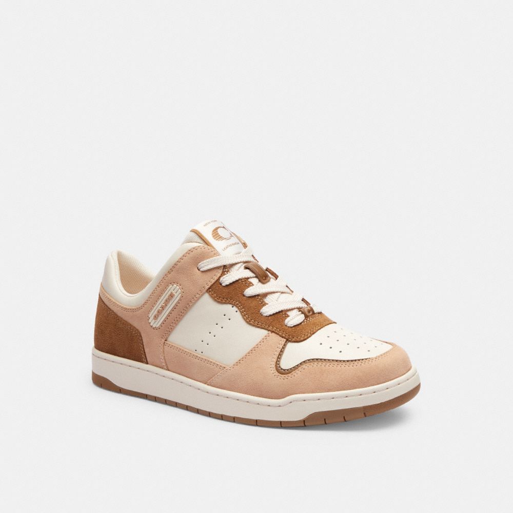 Chalk/Beechwood Coach C201 Low Top Women Sneakers | 1839GQUJE