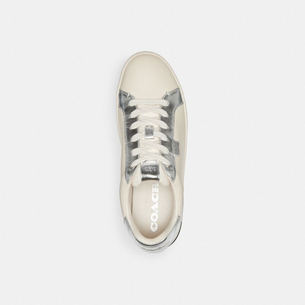 Chalk/Silver Coach Lowline Low Top Women Sneakers | 8295IULME