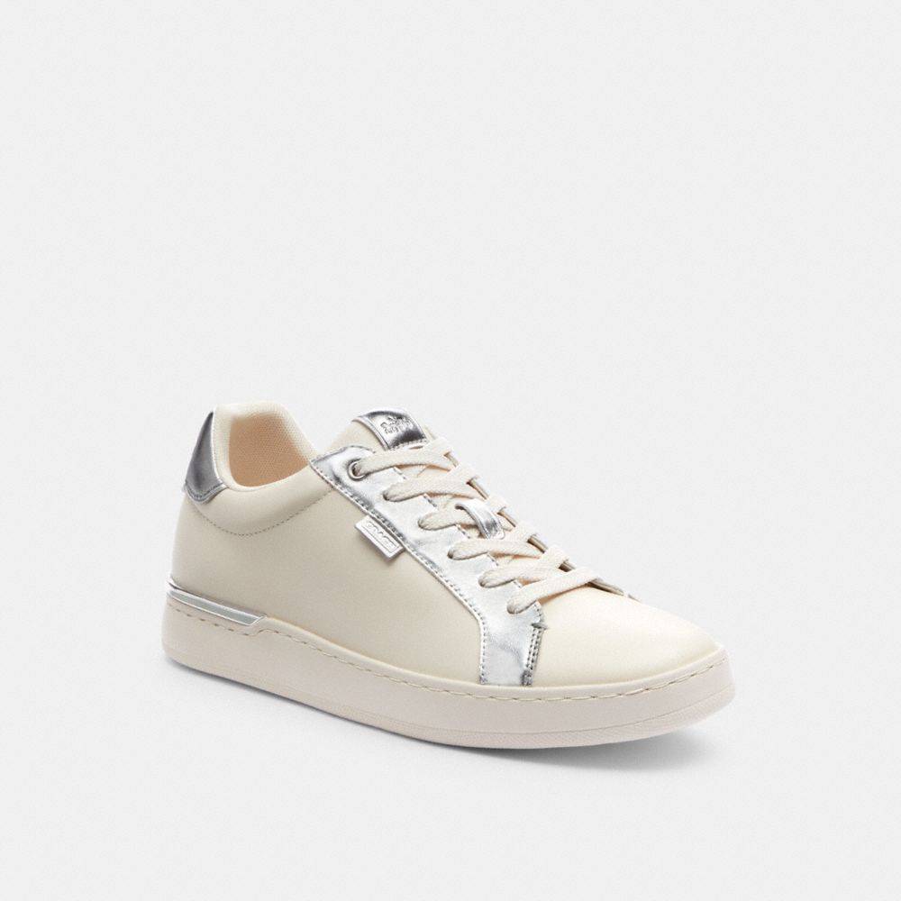 Chalk/Silver Coach Lowline Low Top Women Sneakers | 8295IULME