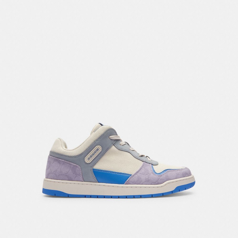 Chalk/Soft Purple Coach C201 In Signature Canvas Men Sneakers | 2405LMXYT