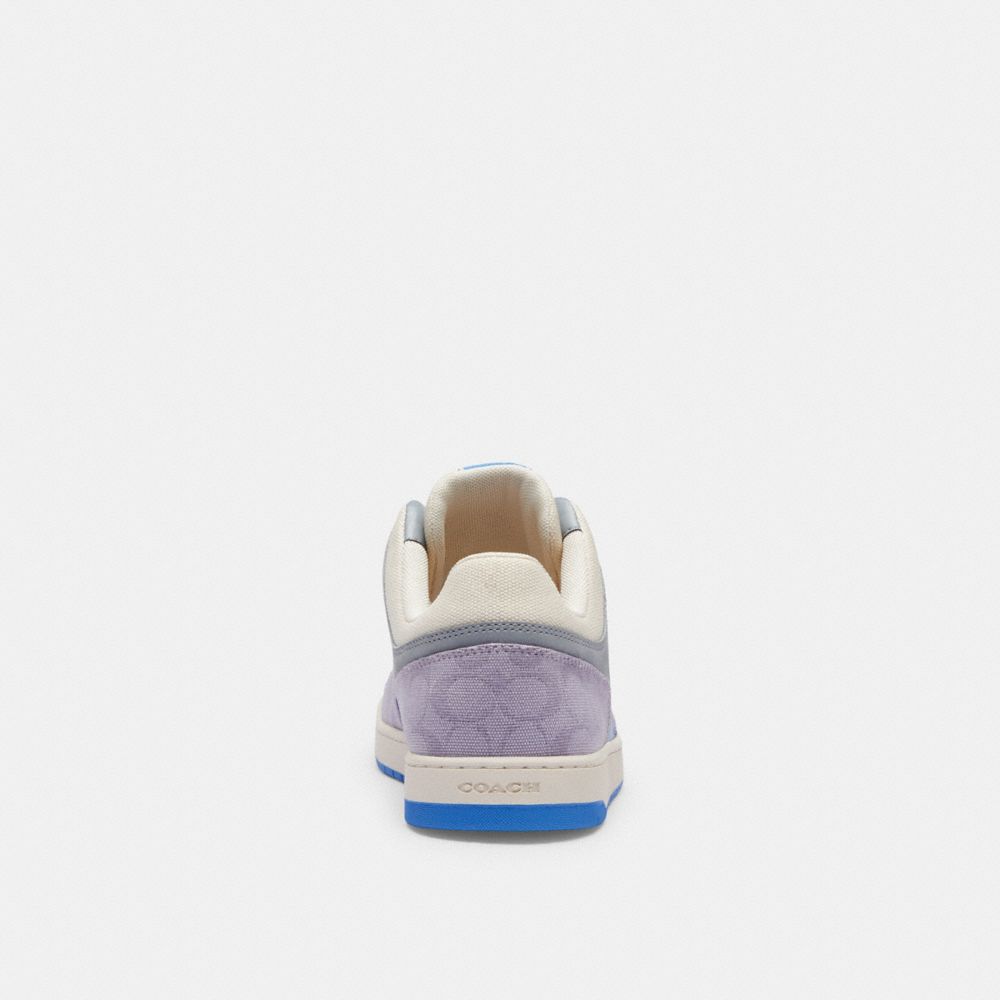 Chalk/Soft Purple Coach C201 In Signature Canvas Men Sneakers | 2405LMXYT