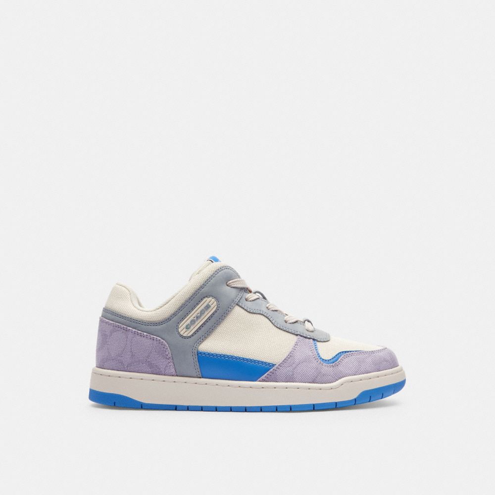 Chalk/Soft Purple Coach C201 Low Top In Signature Canvas Women Sneakers | 2047FVHIY