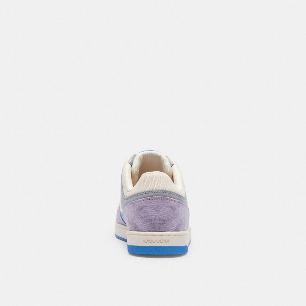 Chalk/Soft Purple Coach C201 Low Top In Signature Canvas Women Sneakers | 2047FVHIY