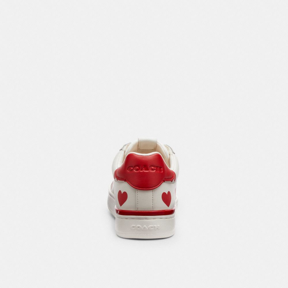 Chalk/Sport Red Coach Lowline Low Top With Valentine's Print Women Sneakers | 4198OHNCV