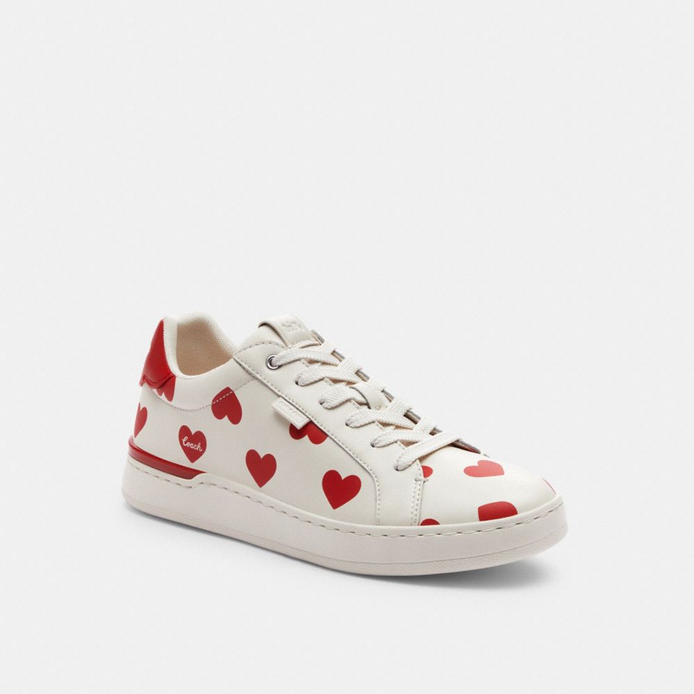 Chalk/Sport Red Coach Lowline Low Top With Valentine\'s Print Women Sneakers | 4198OHNCV