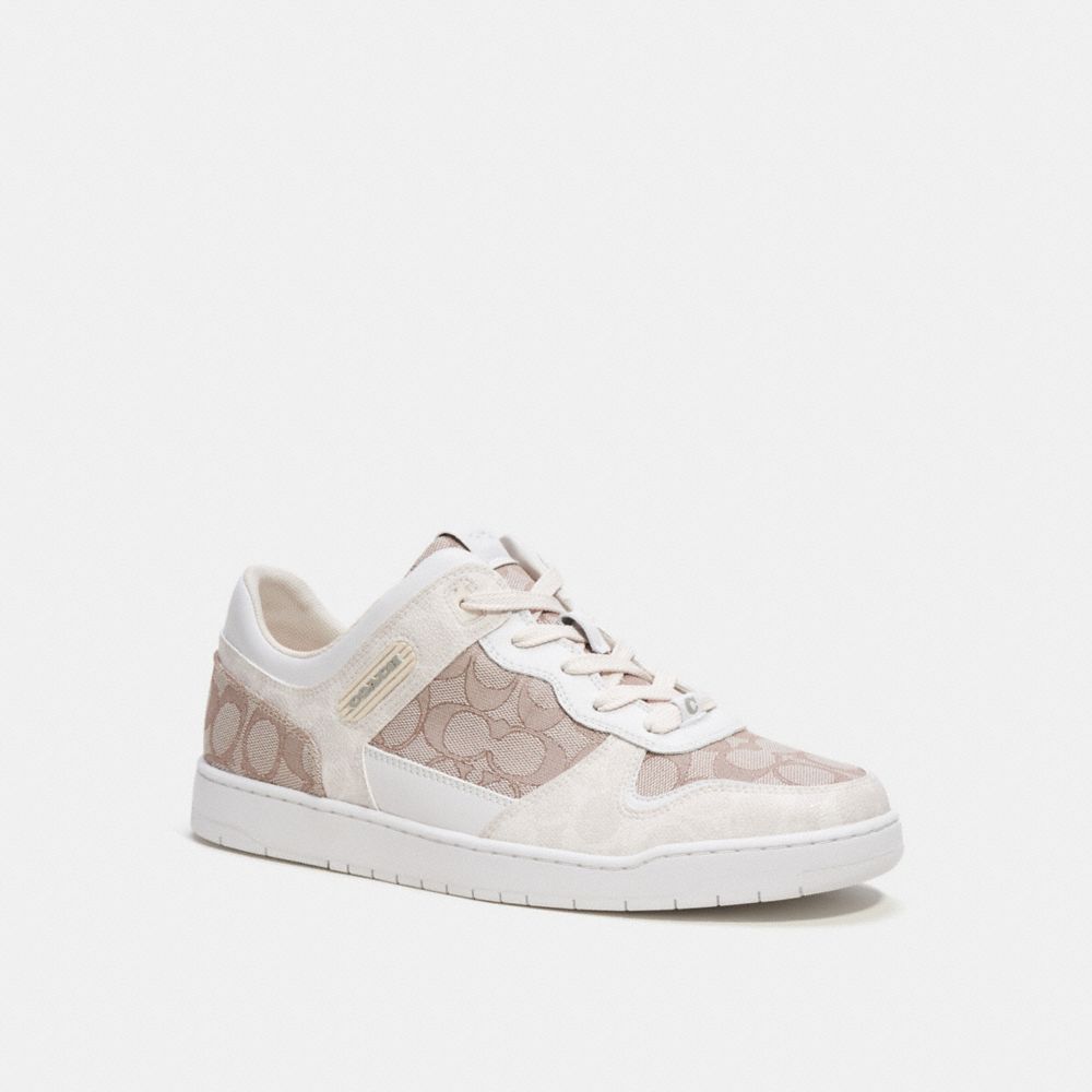 Chalk/Stone Coach C201 In Signature Jacquard Men Sneakers | 4081LNAEQ