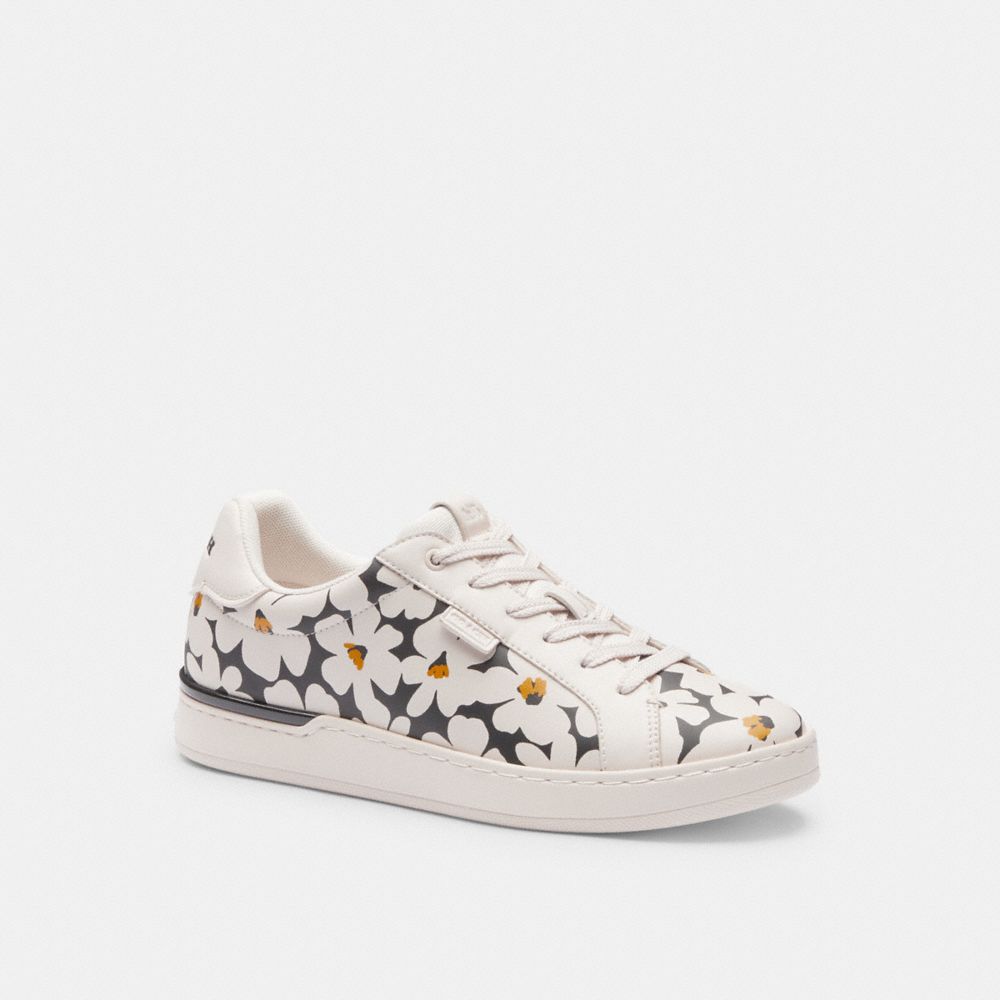 Chalk Multi Coach Lowline Low Top With Floral Print Women Sneakers | 0521OGEWA