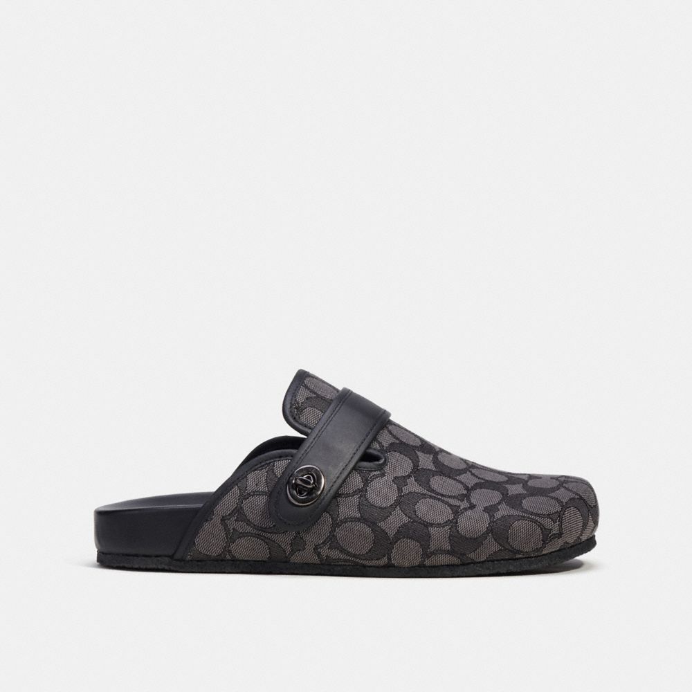 Charcoal/Black Coach Clog In Signature Jacquard Men Sandals & Slides | 5489YVFBQ