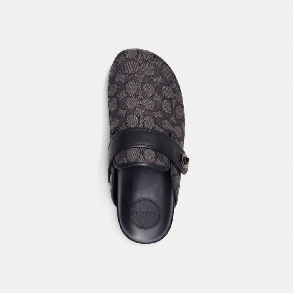 Charcoal/Black Coach Clog In Signature Jacquard Men Sandals & Slides | 5489YVFBQ