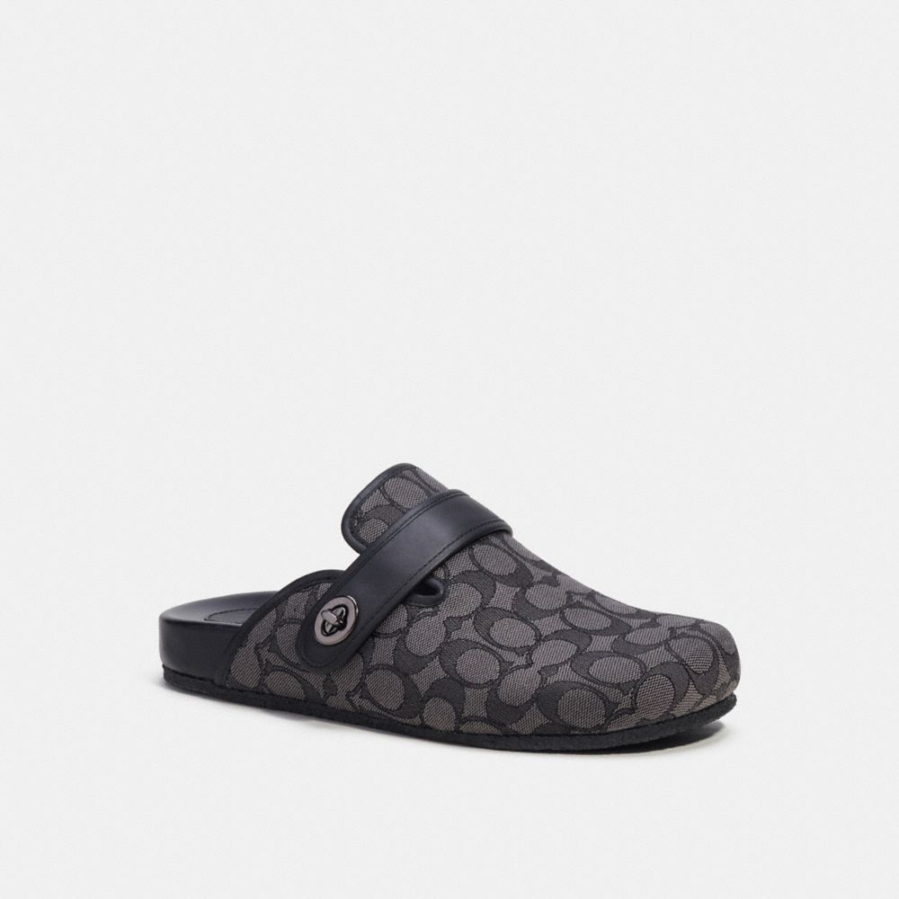 Charcoal/Black Coach Clog In Signature Jacquard Men Sandals & Slides | 5489YVFBQ