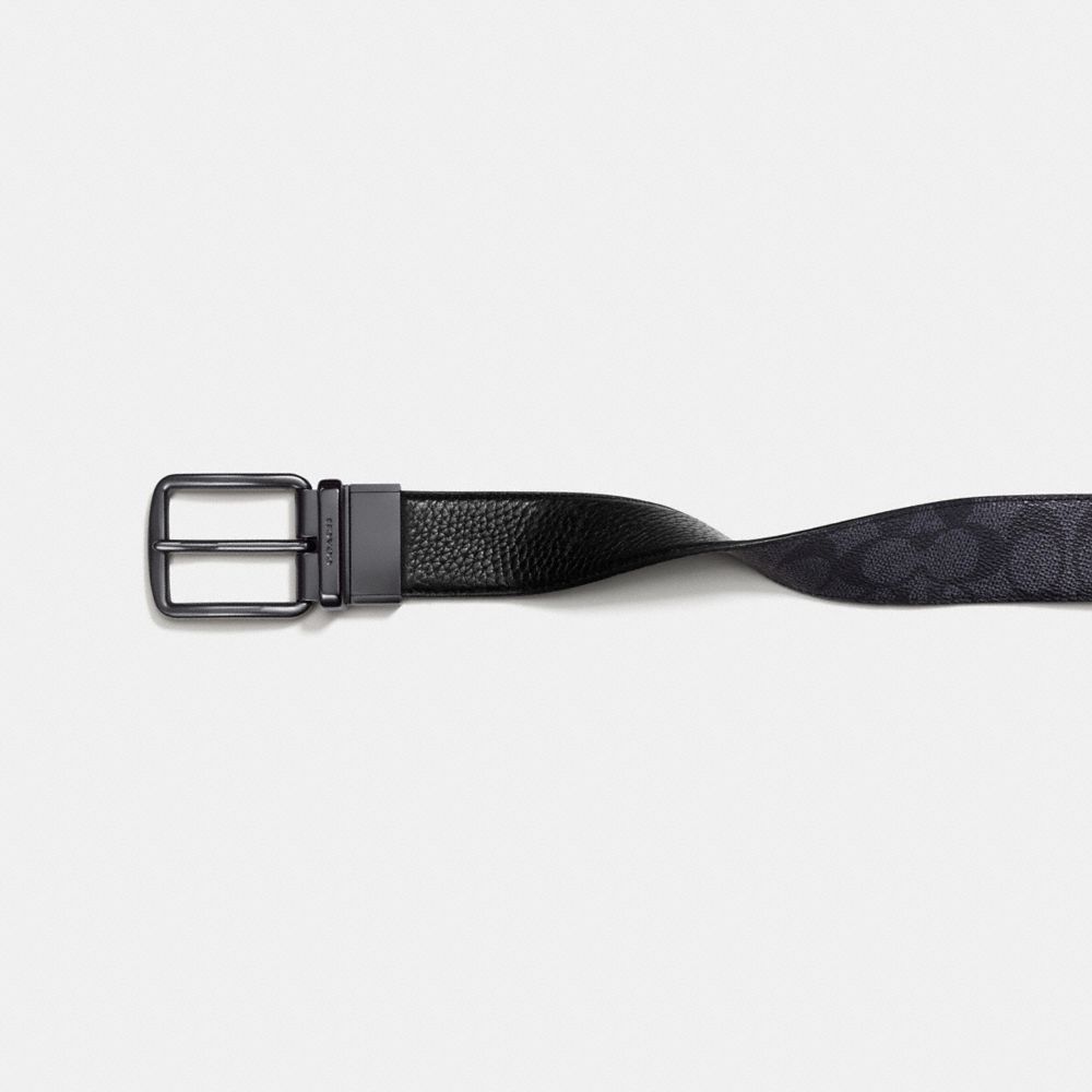 Charcoal/Black Coach Harness Buckle Cut To Size Reversible Belt, 38 Mm Men Belts | 7645FQJLN