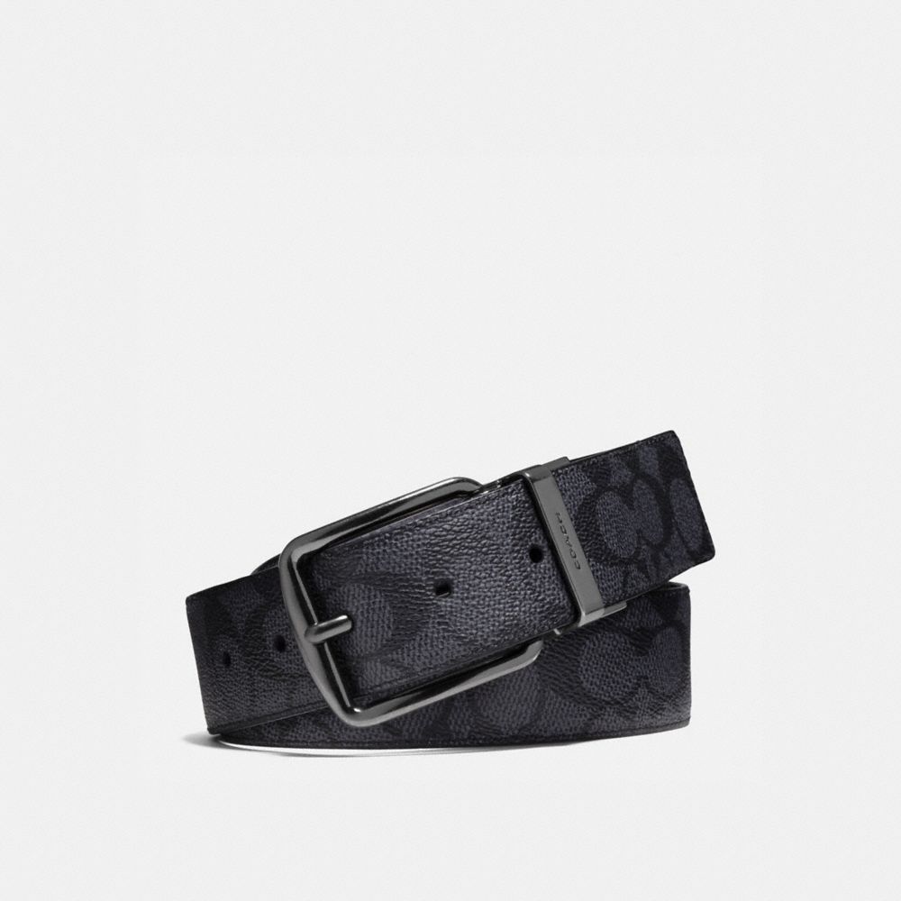 Charcoal/Black Coach Harness Buckle Cut To Size Reversible Belt, 38 Mm Men Belts | 7645FQJLN