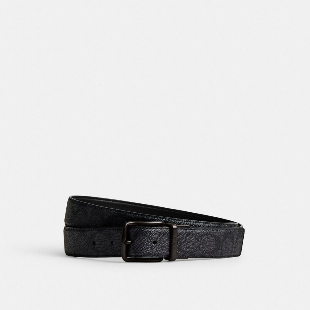 Charcoal/Black Coach Harness Buckle Cut To Size Reversible Belt, 38 Mm Men Belts | 5190RLBZP