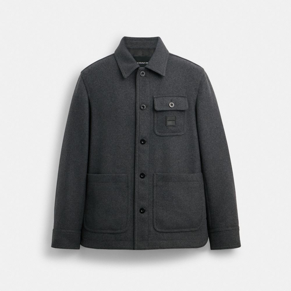 Charcoal Coach Shirt Jacket Men Jackets & Outerwear | 7345UNBYP