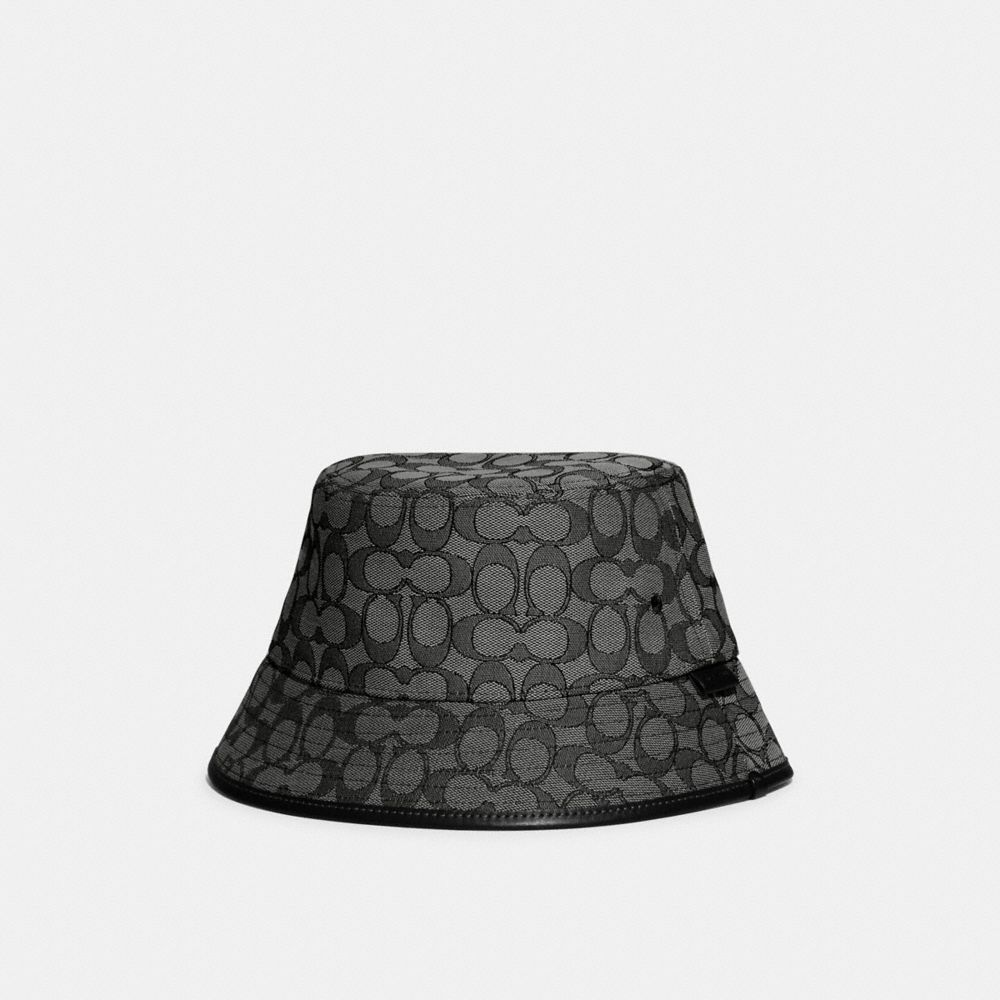 Charcoal Coach Signature Jacquard Bucket Hat Men Hats Scarves & Gloves | 5492TXSGC