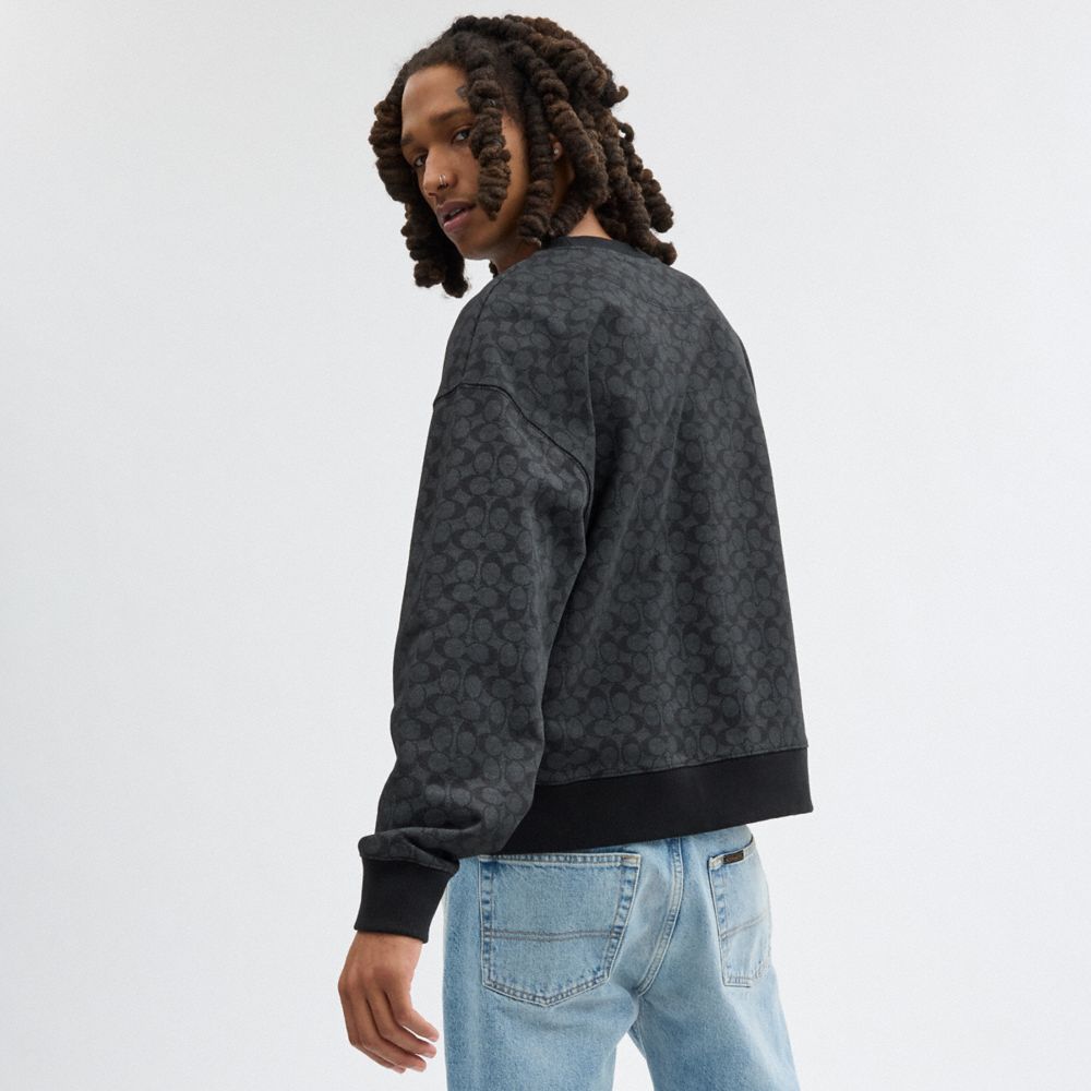 Charcoal Signature Coach Essential Signature Crewneck Men Tops & Bottoms | 0487BGECW