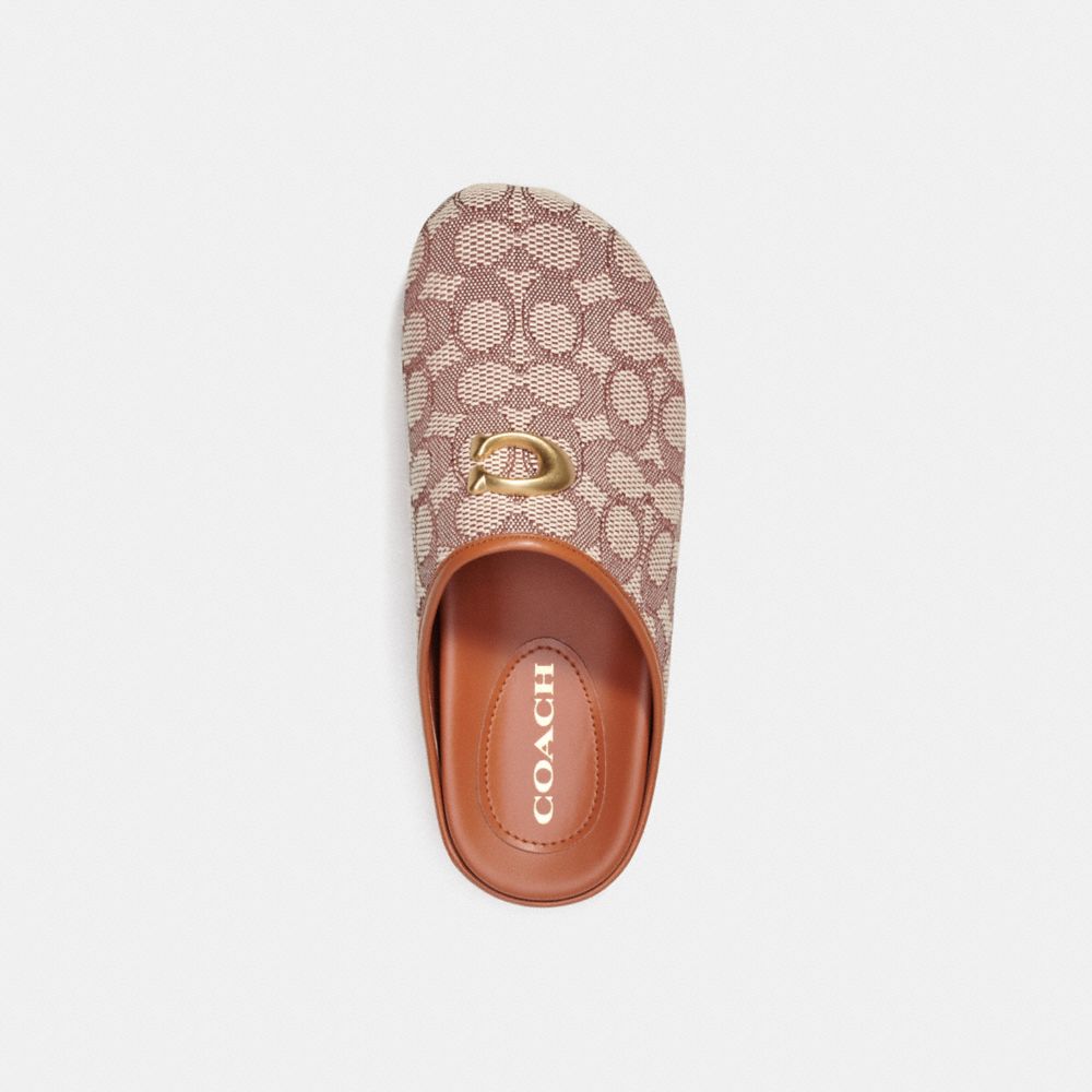 Cocoa/Burnished Amber Coach Hadley Slipper In Signature Textile Jacquard Women Flats & Loafers | 3520ZYKCR