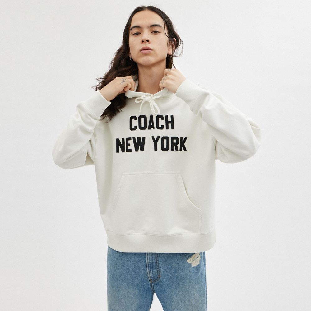 Cream Coach Hoodie Sweatshirt Men Tops & Bottoms | 2793MFNGO