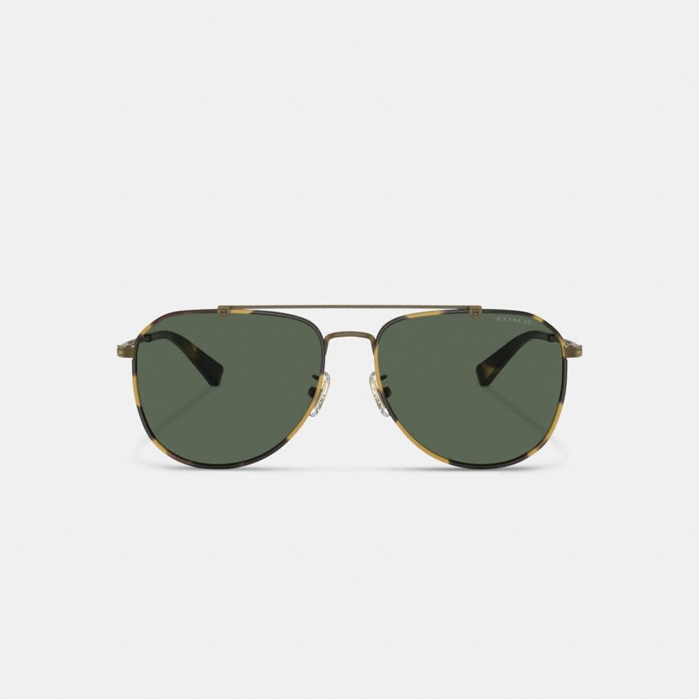 Dark Tortoise/ Antique Gold Coach Metal Windsor Pilot Men Sunglasses | 1705TONGB