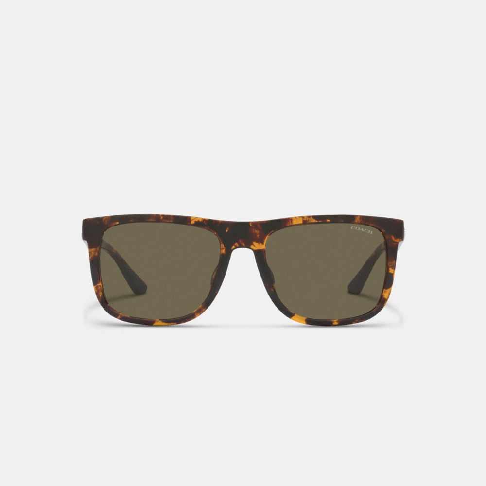 Dark Tortoise Coach Beveled Signature Flat Top Square Men Sunglasses | 5913LZEQR