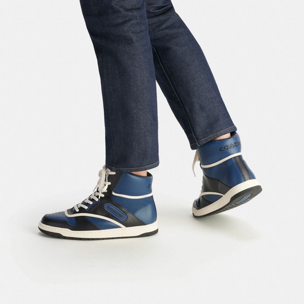 Deep Blue Coach C202 High Top Men Sneakers | 6308UAKLX