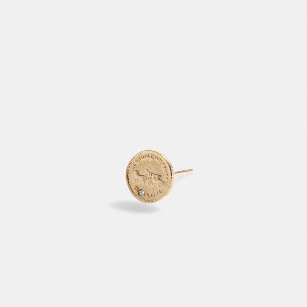 Gold Coach 14 K Gold Coin Single Stud Earring Women Jewelry | 1850DZMTB