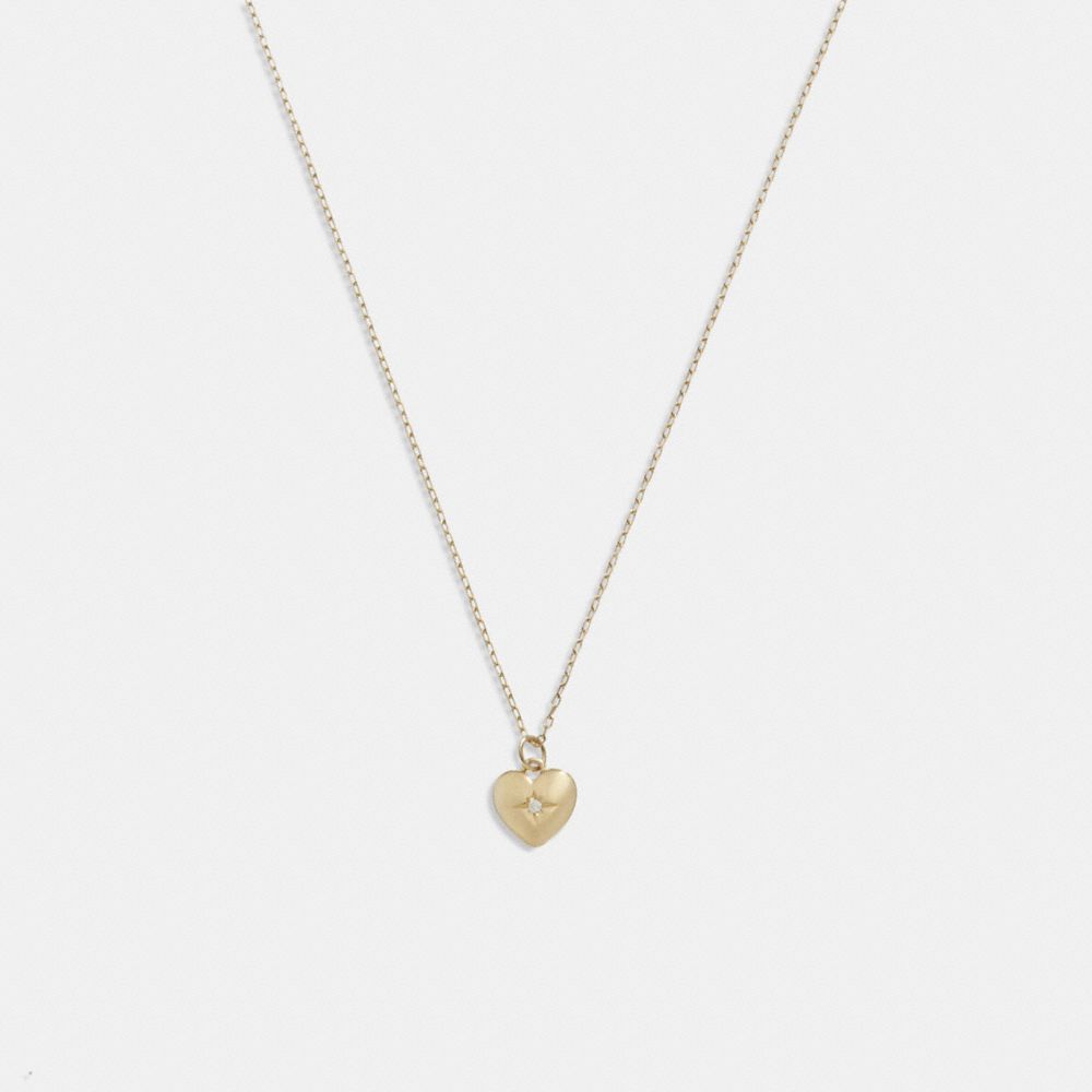 Gold Coach 14 K Gold Heart Pendant Necklace Women Jewelry | 2678EIQLO