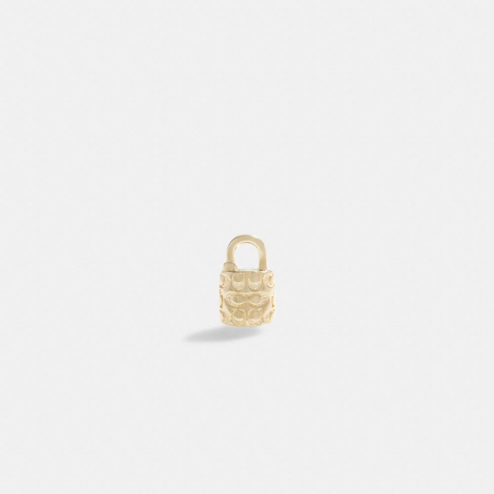 Gold Coach 14 K Gold Quilted Signature Padlock Single Stud Earring Women Jewelry | 0723YMGZE