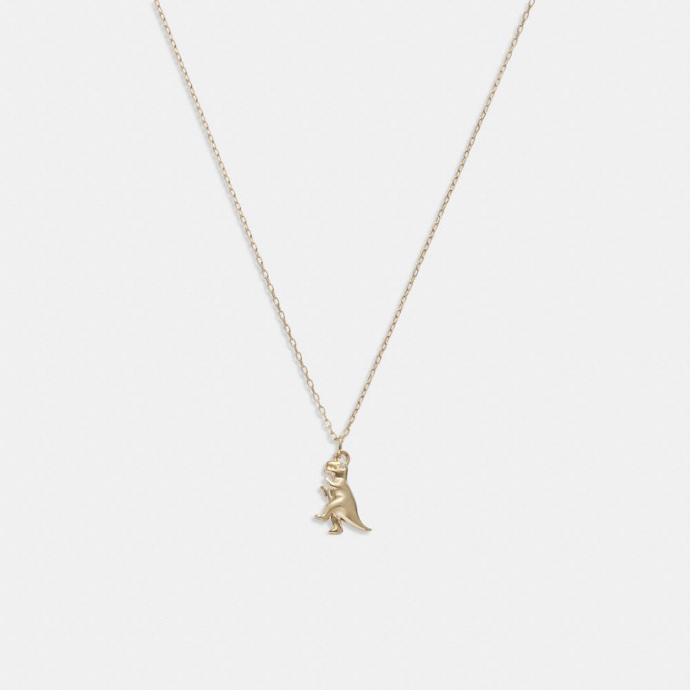 Gold Coach 14 K Gold Rexy Pendant Necklace Women Jewelry | 9126EGNRZ