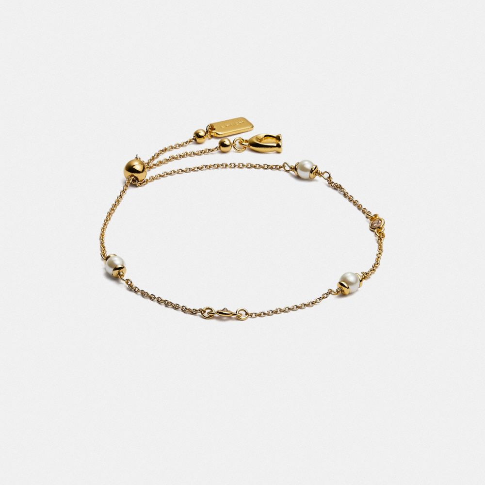 Gold Coach Classic Crystal Pearl Slider Bracelet Women Jewelry | 9102HRWPC